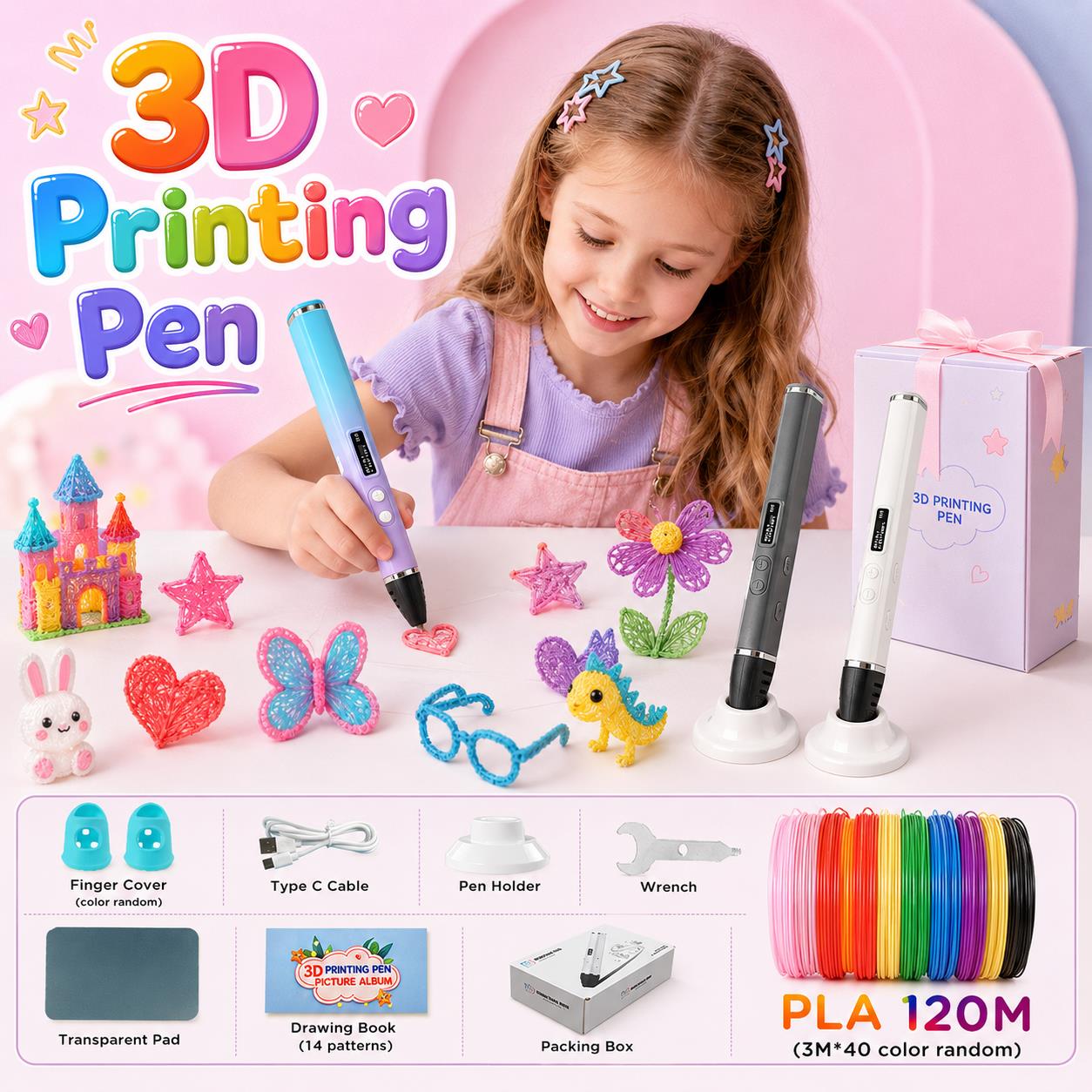 Pla Filament - 3D-ручка для детей с зарядкой Type-C,