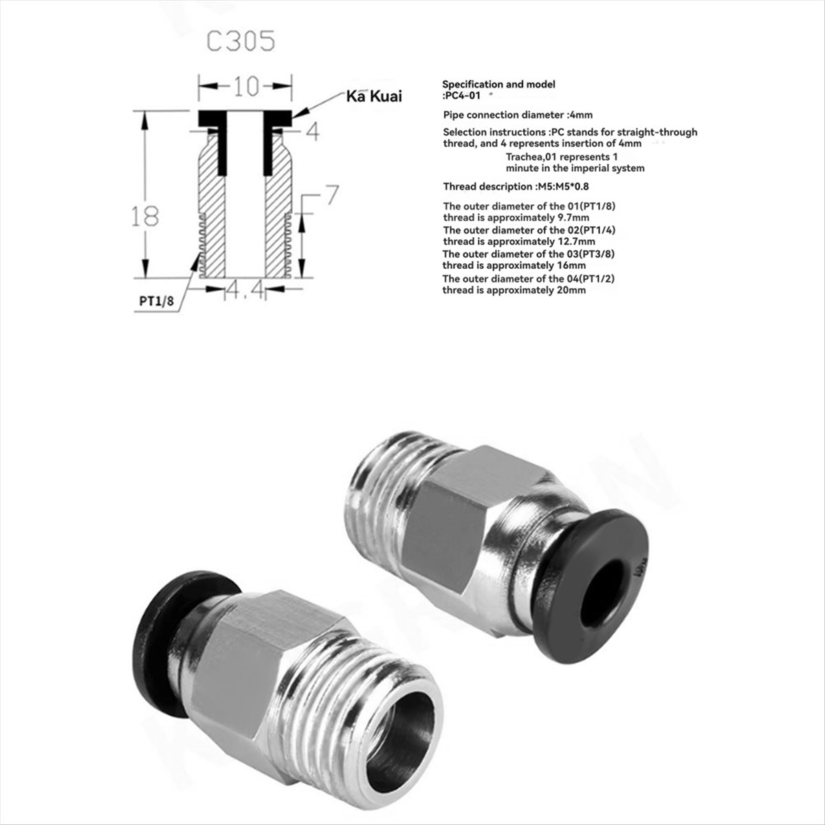 【A60I】 Прямой пневматический с – обзор и цена Ptfe Tube